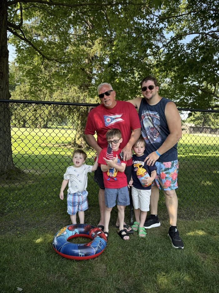 Michael Hovis with family at a summer gathering